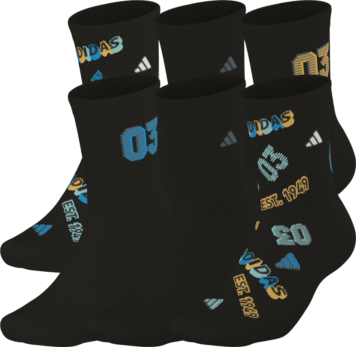 adidas Youth Cushioned Mixed 5.0 6-Pack Crew Sock-1