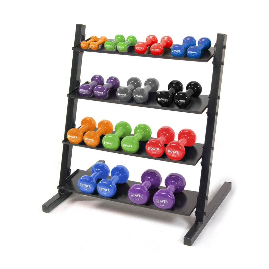 Power Systems Neoprene/Vinyl Dumbbell 4-Tier Storage Rack