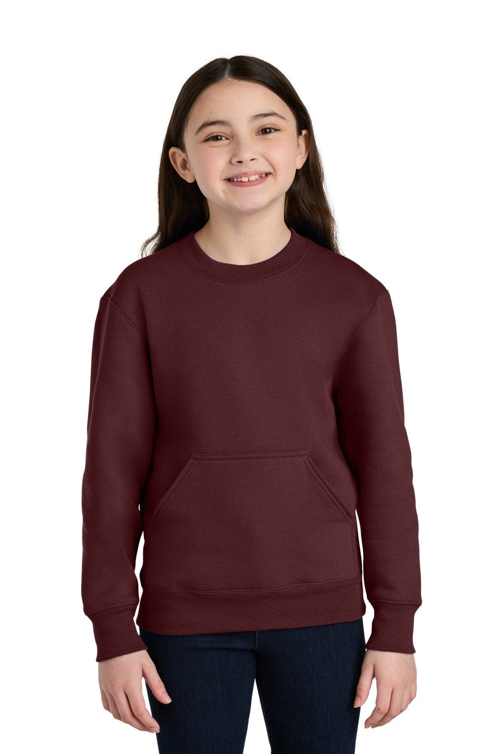 Port & Co Youth Core Fleece Crewneck Sweatshirt with Pocket PC78YPKT Youth Apparel Hoodies & Sweatshirts