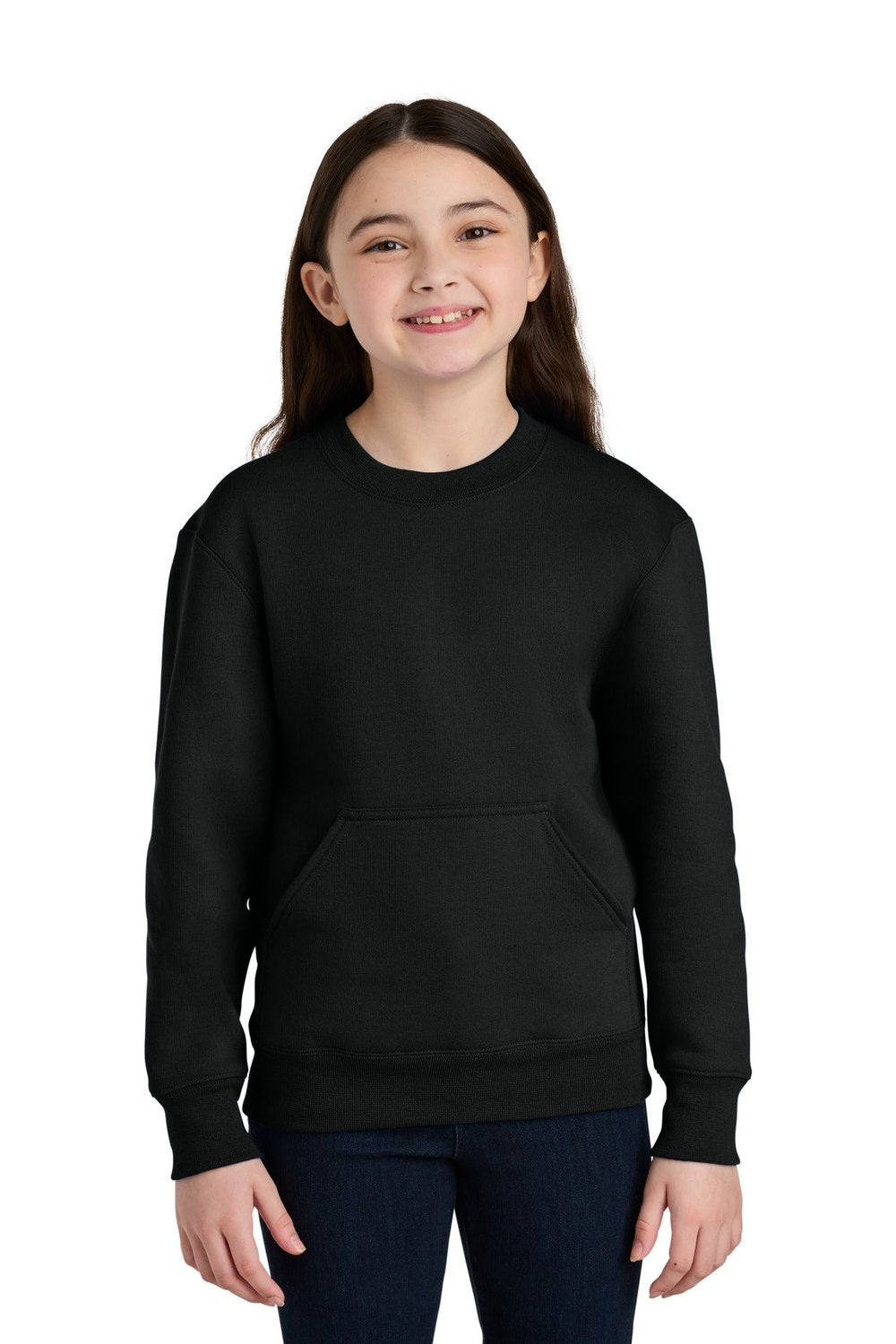 Port & Co Youth Core Fleece Crewneck Sweatshirt with Pocket PC78YPKT Youth Apparel Hoodies & Sweatshirts
