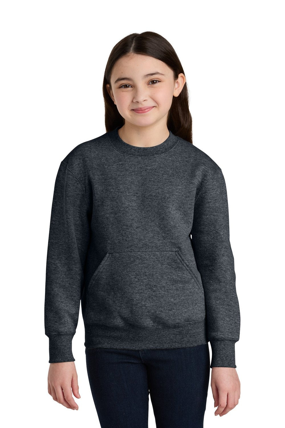 Port & Co Youth Core Fleece Crewneck Sweatshirt with Pocket PC78YPKT Youth Apparel Hoodies & Sweatshirts