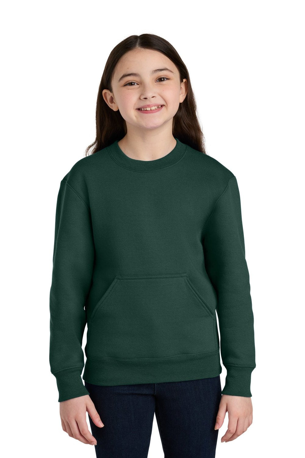 Port & Co Youth Core Fleece Crewneck Sweatshirt with Pocket PC78YPKT Youth Apparel Hoodies & Sweatshirts