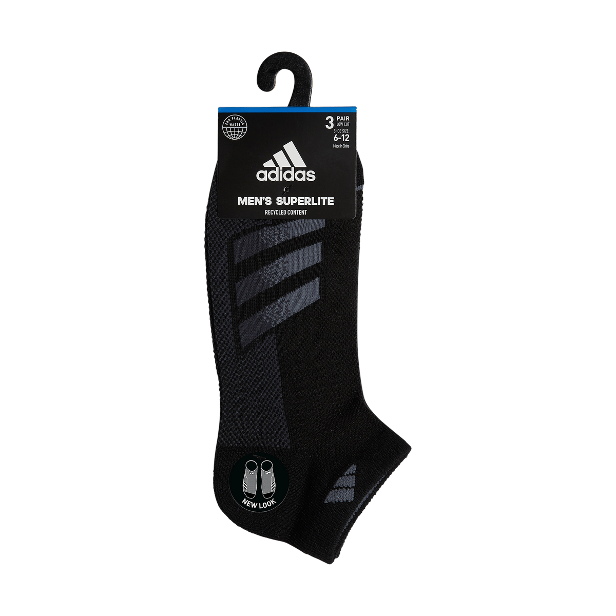 adidas Men's Superlite Stripe 3 3-Pack Low Cut Sock-7