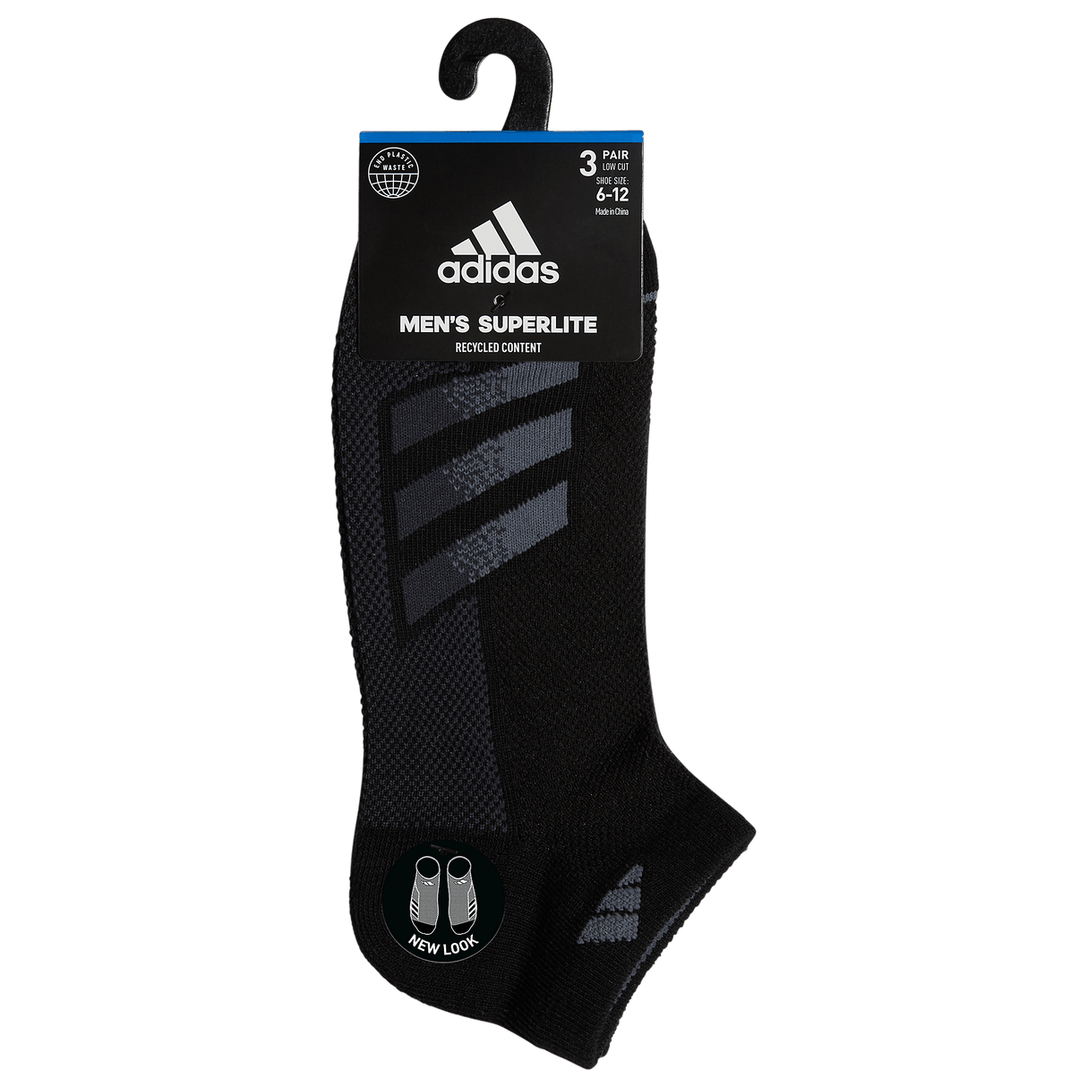 adidas Men's Superlite Stripe 3 3-Pack Low Cut Sock-7