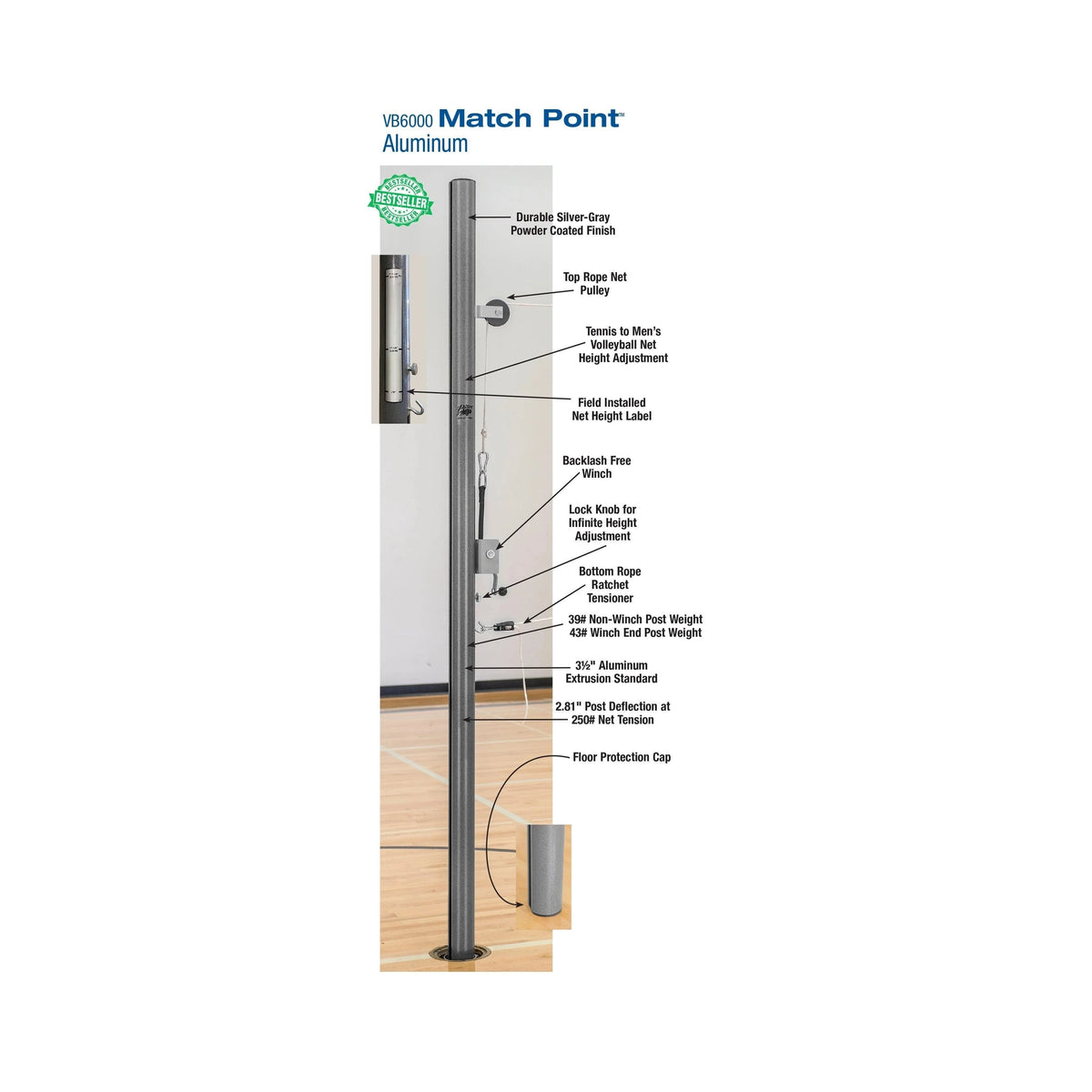 Bison Volleyball Match Point Aluminum System without Padding