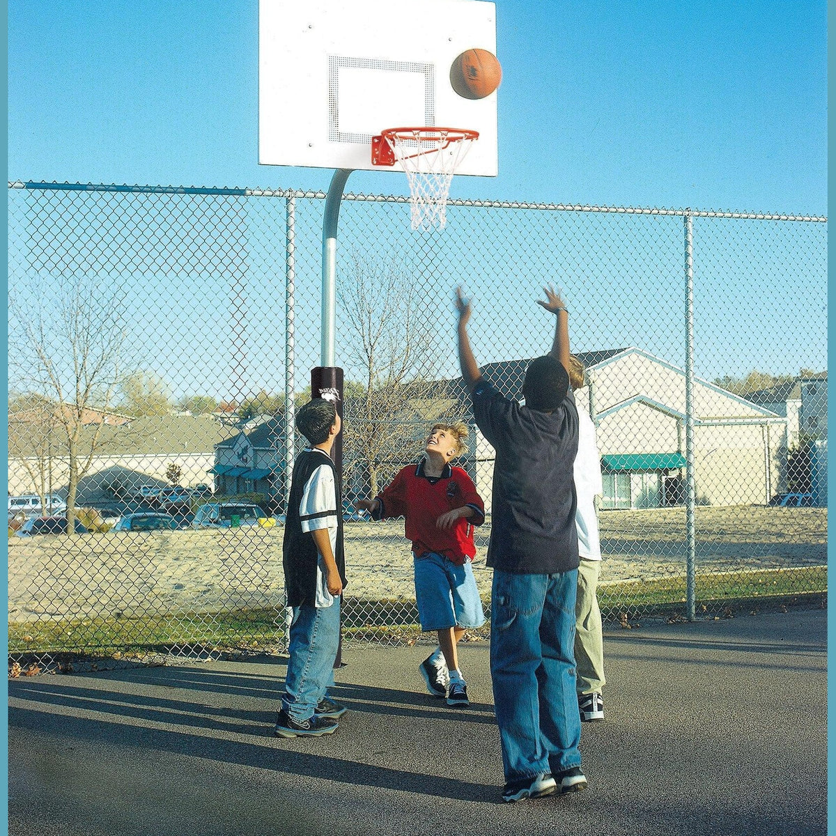 Bison 3-1/2" Tough Duty Rectangle Steel Playground Basketball System