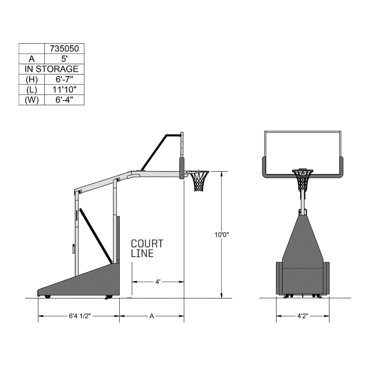 Porter Basketball 735 Competition Portable Backstop-2