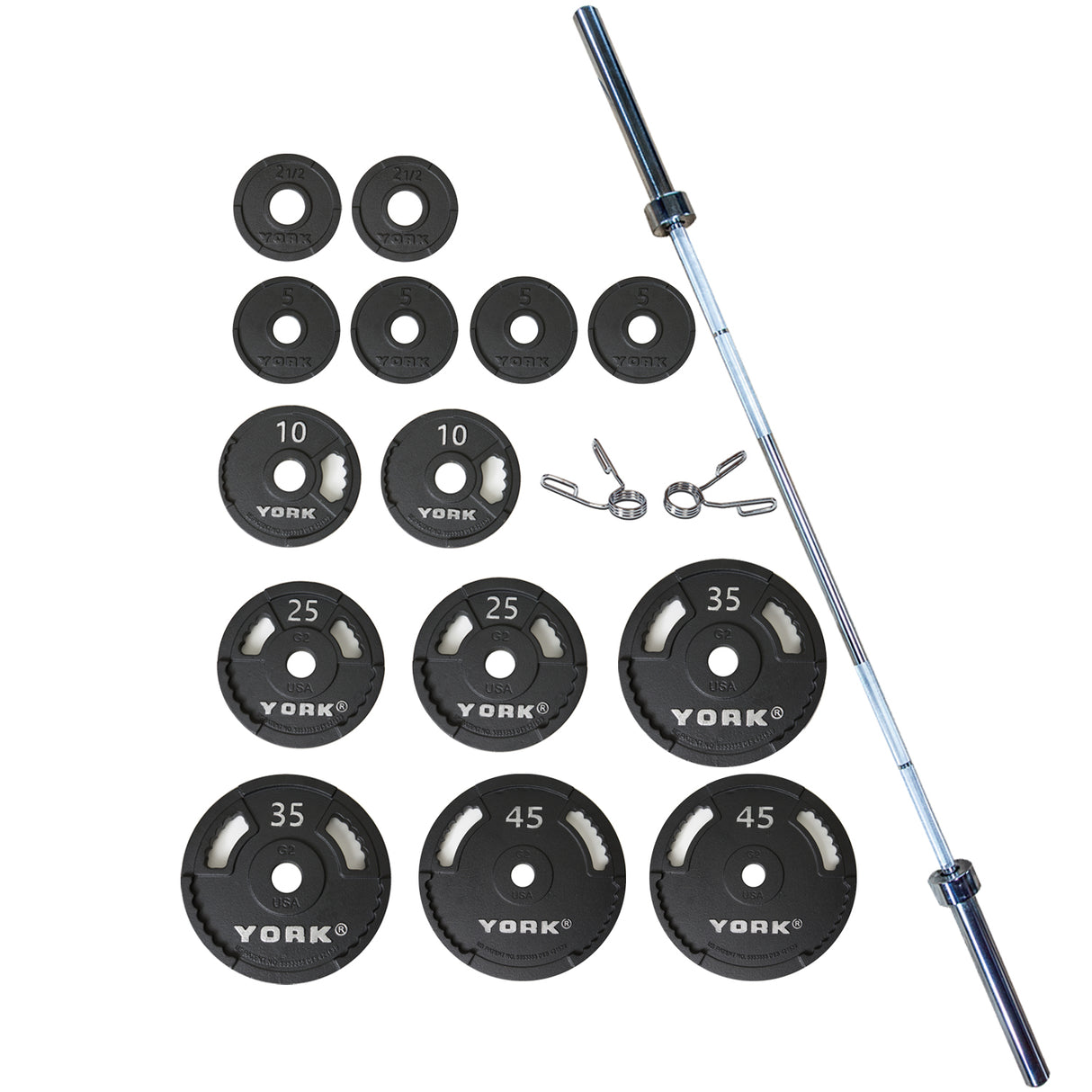 York Barbell G-2 Cast Iron Olympic Plate Set