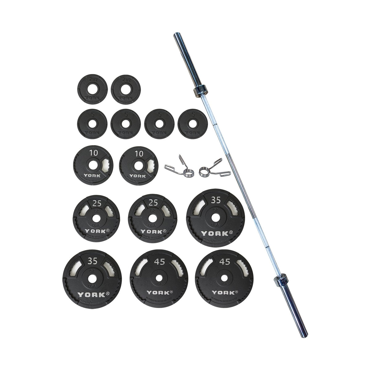 York Barbell G-2 Cast Iron Olympic Plate Set