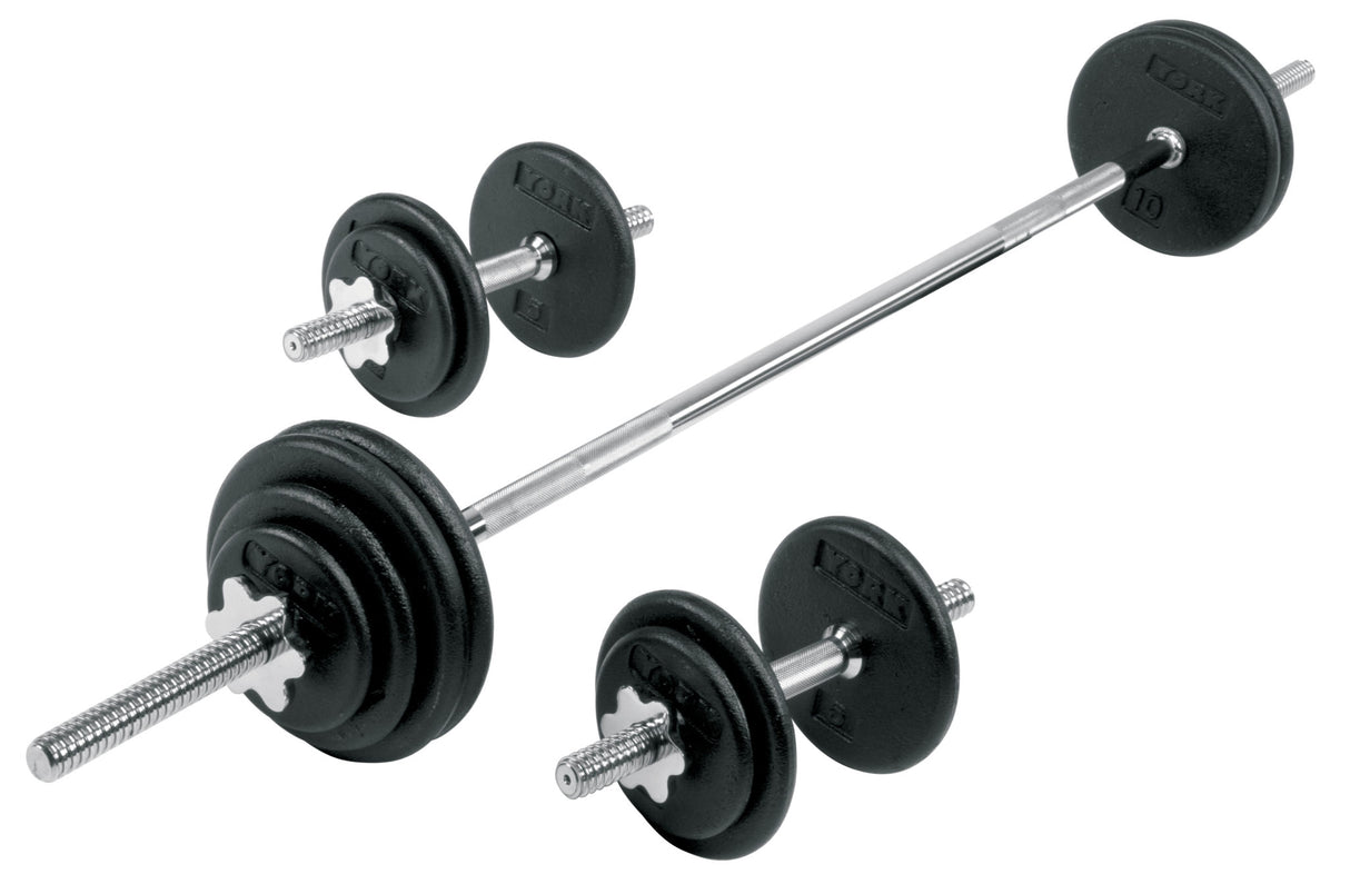 York Barbell Pro Cast Iron Dumbbell / Barbell Spinlock Set