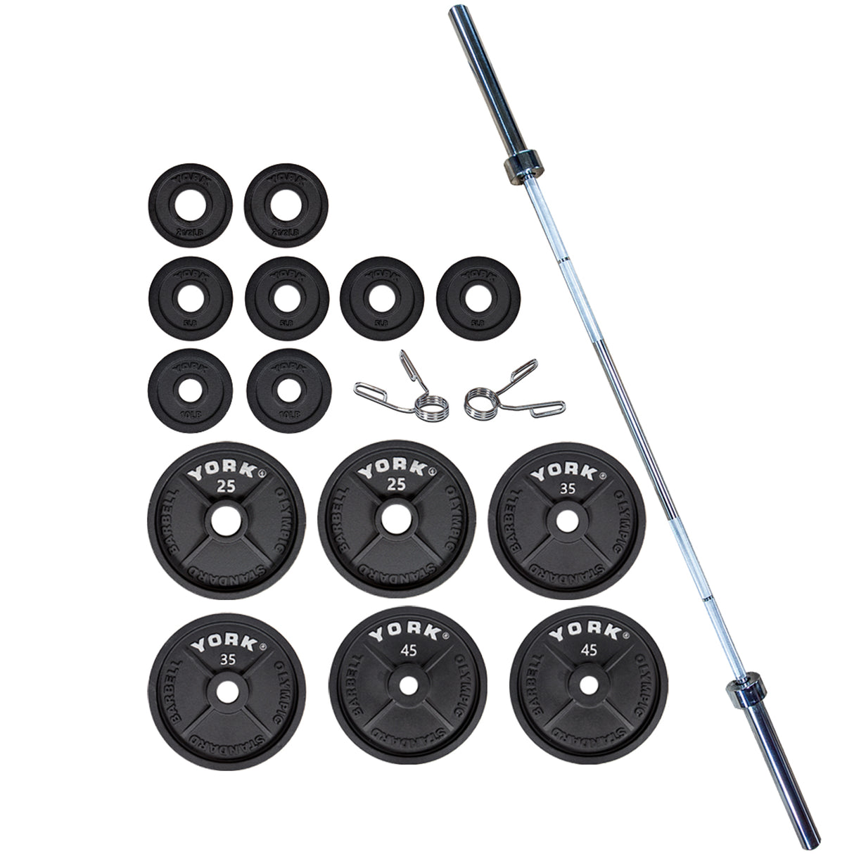 York Barbell 2″ Cast Iron Olympic Weight Plate Set (300lb)