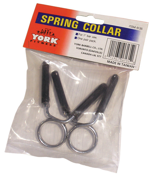 York Barbell Pair of 1″ Spring Collars with Rubber Grips-1