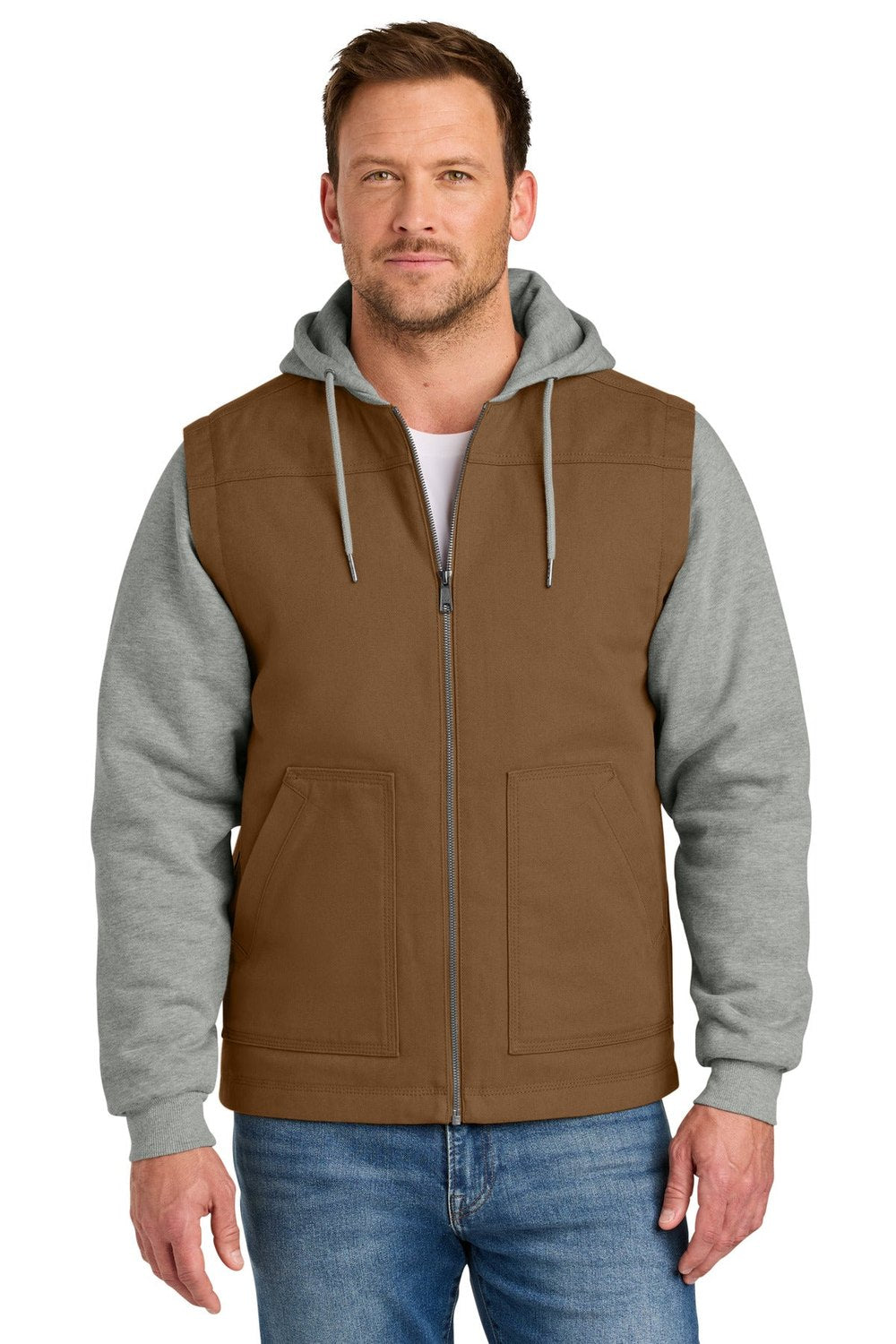 CornerStone Men's Duck Fleece Full-Zip Hooded Jacket CSJ42 Mens Apparel Jackets & Vests