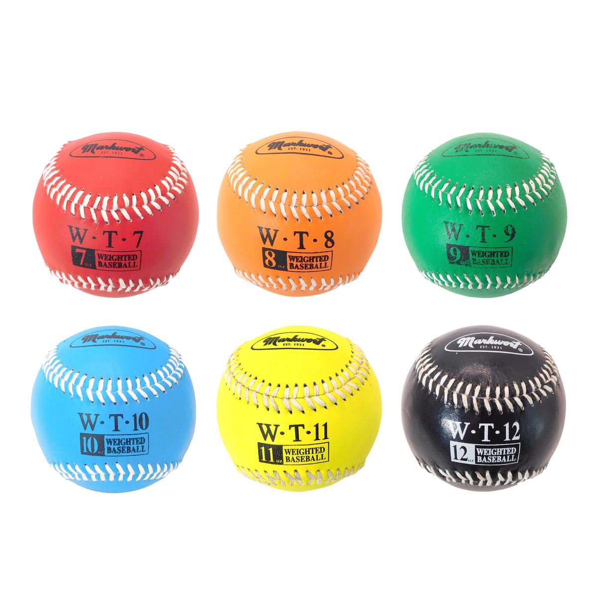 Markwort Weighted Baseball Set - Leather Cover 7-8-9-10-11-12 oz.-1