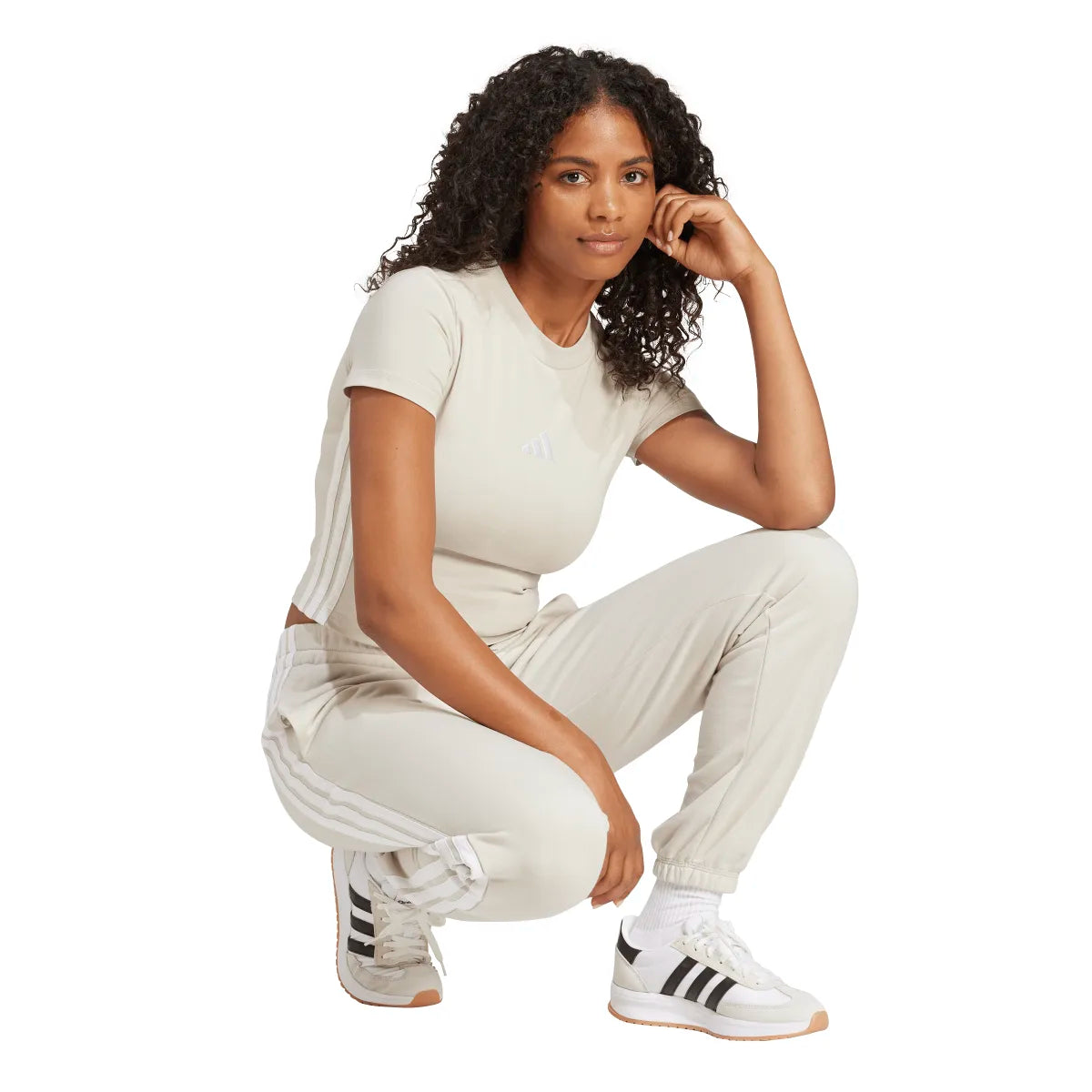 adidas Women's Essentials 3-Stripes French Terry Cuffed Joggers Womens Apparel Pants & Sweatpants