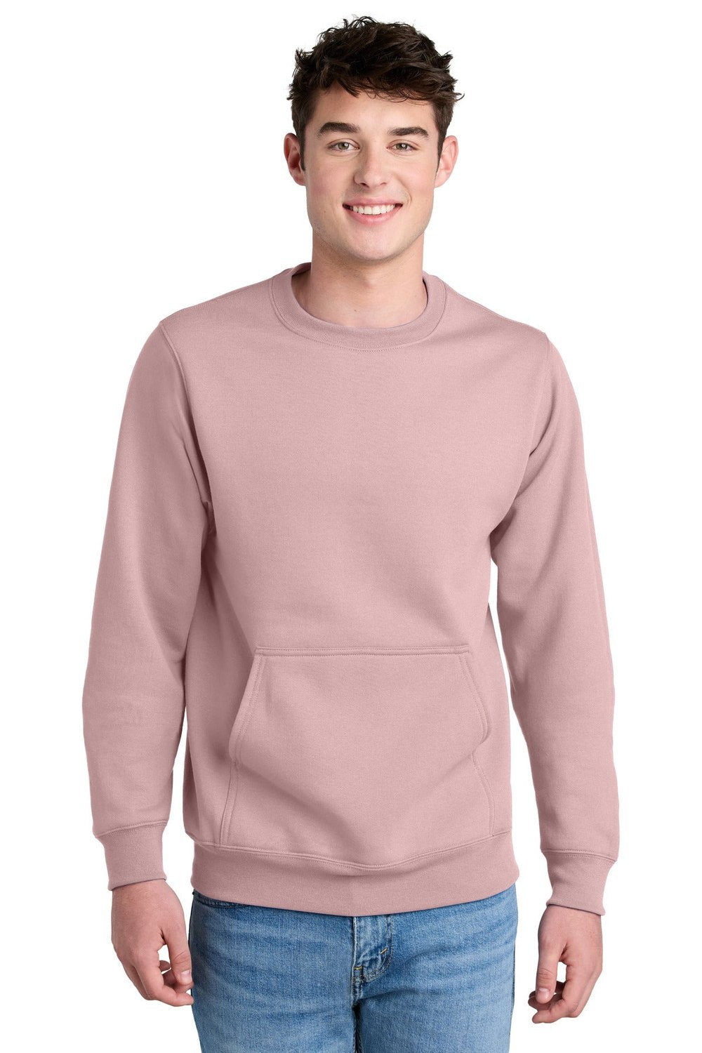 Port & Co Men's Core Fleece Crewneck Pocket Sweatshirt PC78PKT Mens Apparel Shirts & Tops
