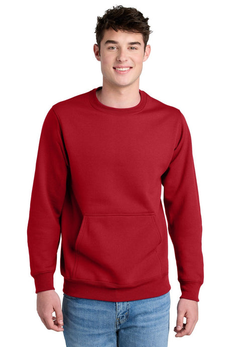 Port & Co Men's Core Fleece Crewneck Pocket Sweatshirt PC78PKT Mens Apparel Shirts & Tops
