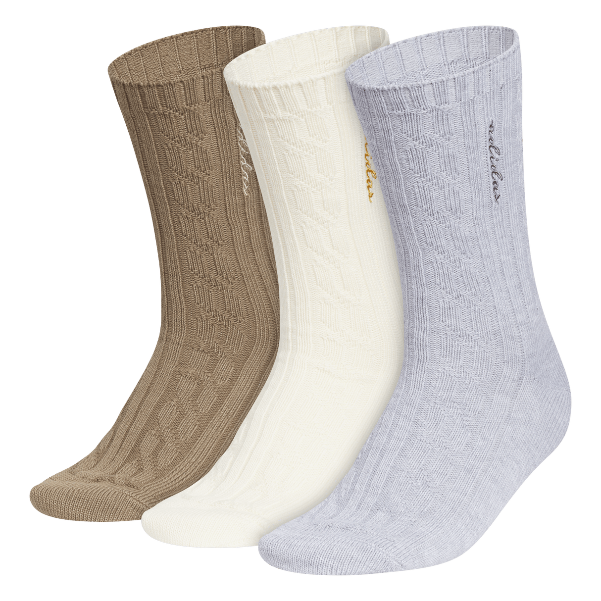 adidas Women's Athletic Cable Knit 3-Pack Crew-1
