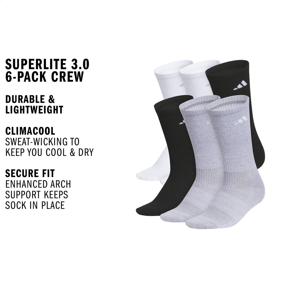 adidas Women's Superlite 3.0 6-Pack Crew-2