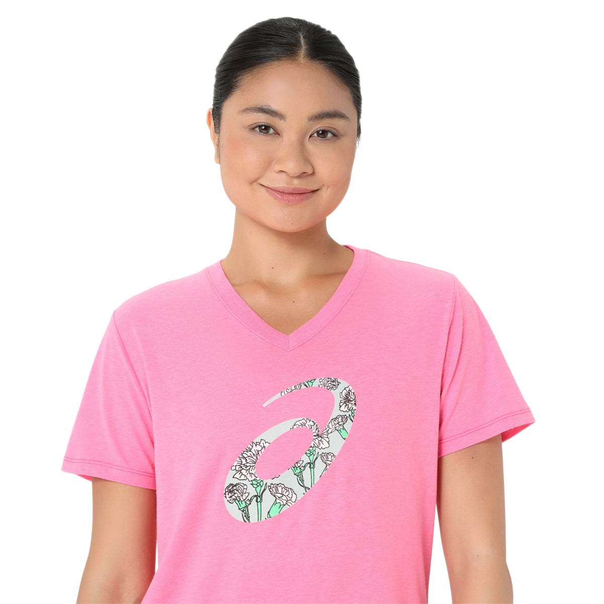 Asics Women's Carnation Short Sleeve V-Neck Womens Apparel Shirts & Tops