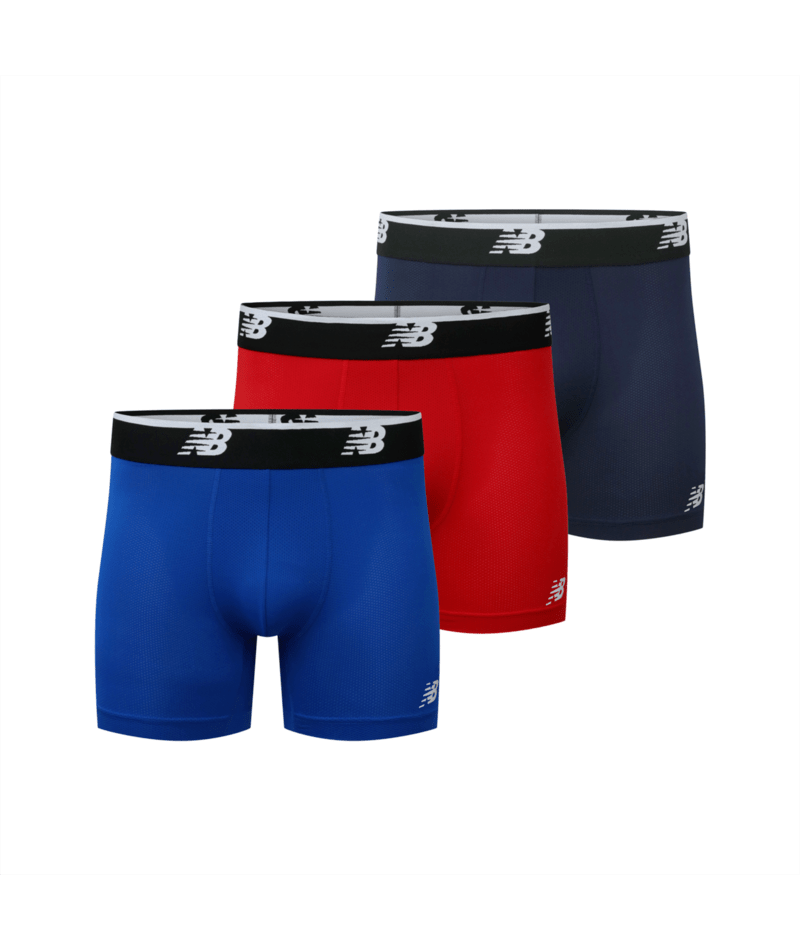 New Balance Men's Mesh 5 Inch Boxer Brief No Fly 3 Pack Mens Apparel Underwear