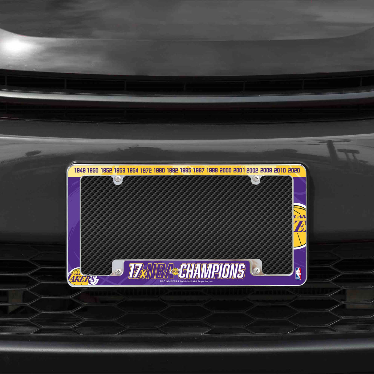 Rico Industries NBA Los Angeles Lakers Multi Champ 12" x 6" Chrome License Plate Frame-1