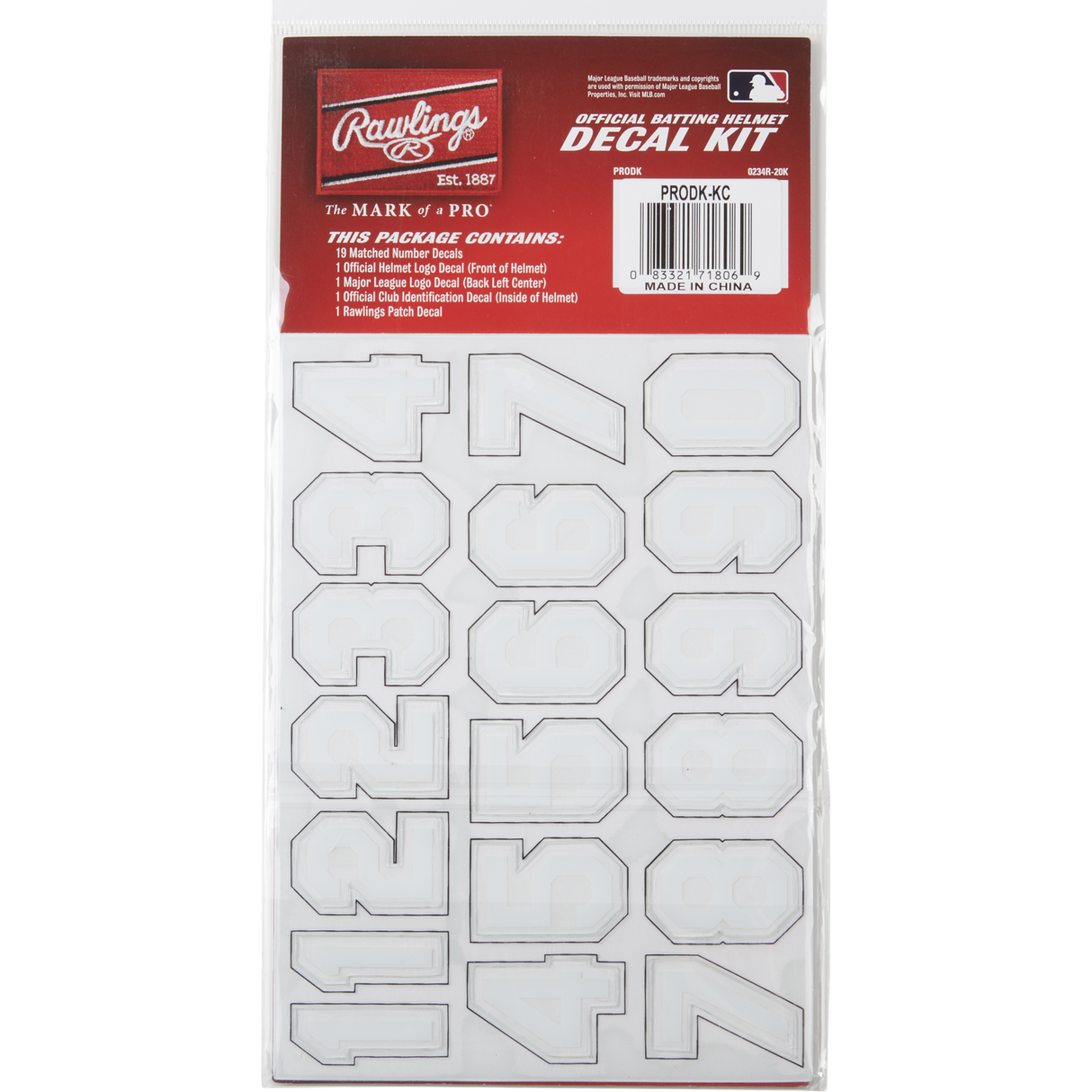 Rawlings MLB Decal Kit Baseball Batting Helmet