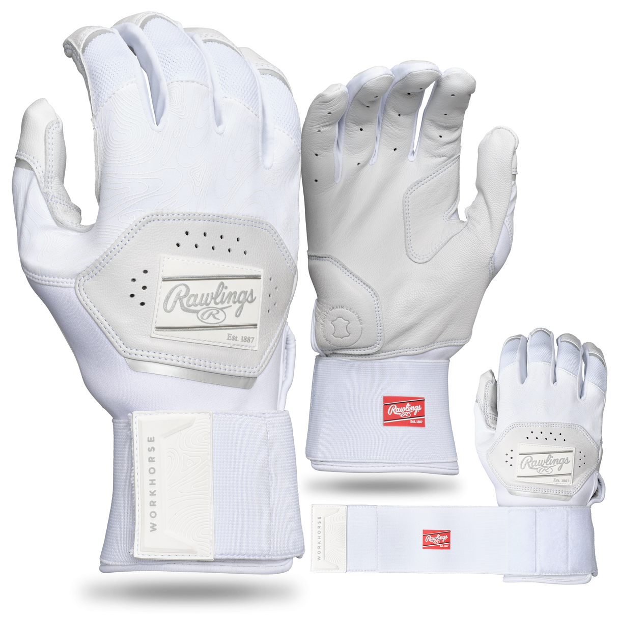 Rawlings Youth Workhorse Compression Strap Baseball Batting Gloves-1