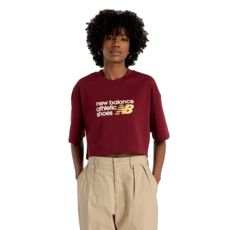 New Balance Women's Athletics Premium Chest Logo Cropped T-Shirt-1