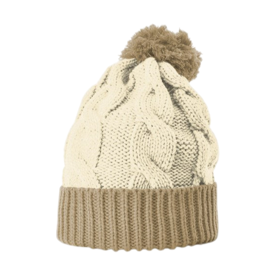 Richardson 141 Chunk Twist Knit Beanie with Cuff & Pom Hat Unisex Accessories Hats & Caps