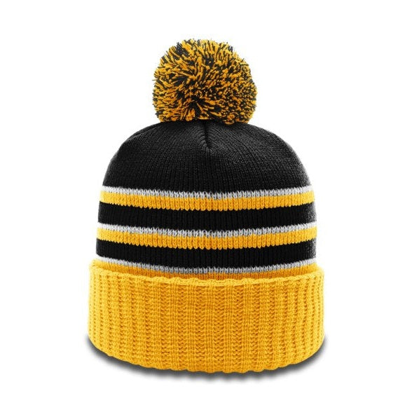 Richardson 134 Striped Beanie with Cuff & Pom Hat