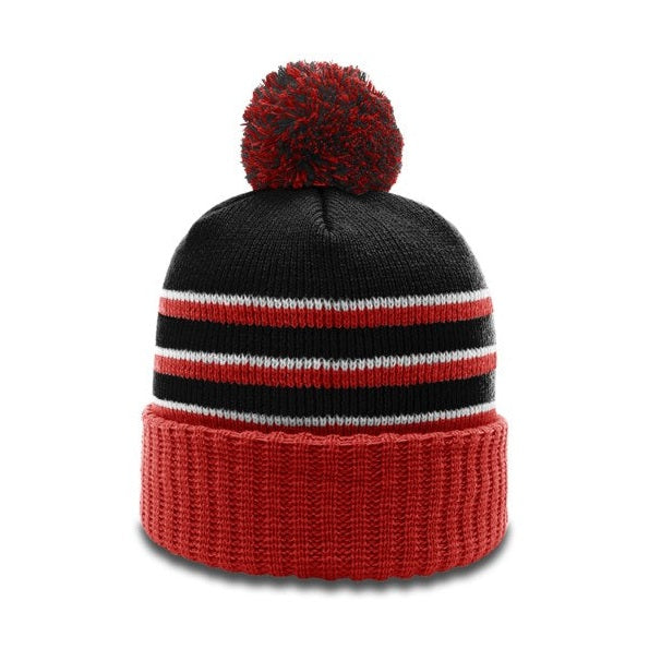 Richardson 134 Striped Beanie with Cuff & Pom Hat