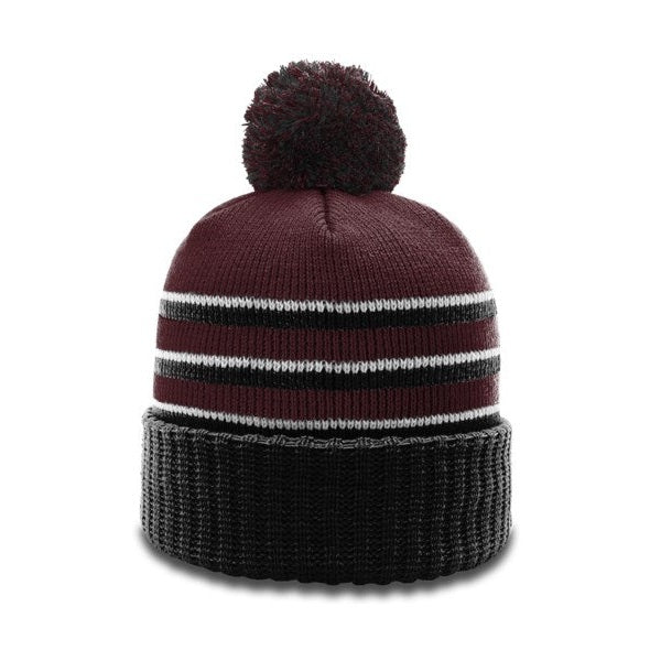 Richardson 134 Striped Beanie with Cuff & Pom Hat