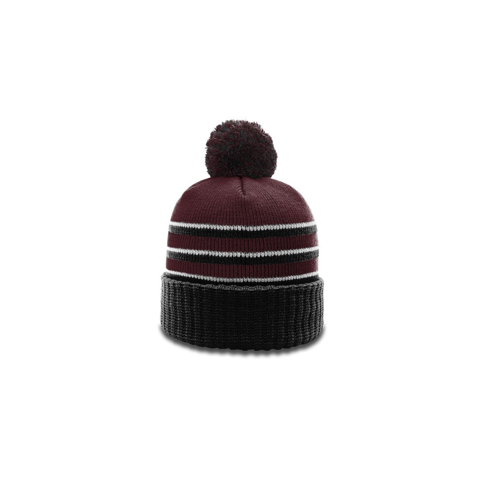 Richardson 134 Striped Beanie with Cuff & Pom Hat