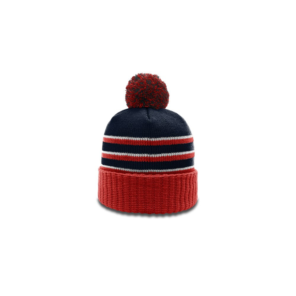 Richardson 134 Striped Beanie with Cuff & Pom Hat