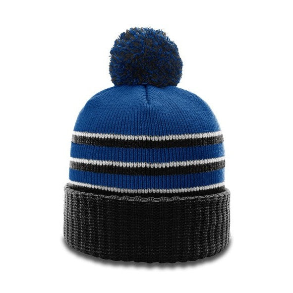 Richardson 134 Striped Beanie with Cuff & Pom Hat