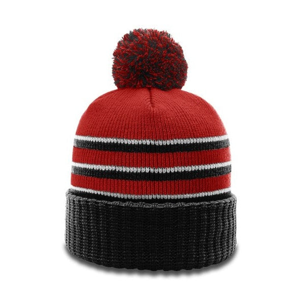Richardson 134 Striped Beanie with Cuff & Pom Hat