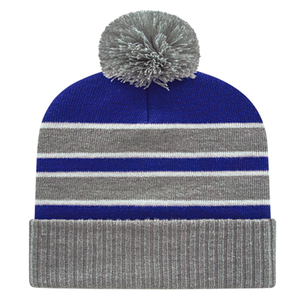 Cap America iK56 Double Stripe Knit Cap with Ribbed Cuff-1