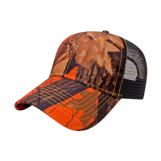 Cap America i2034 Orange Ridge Camo with Black Trucker Mesh Cap-2