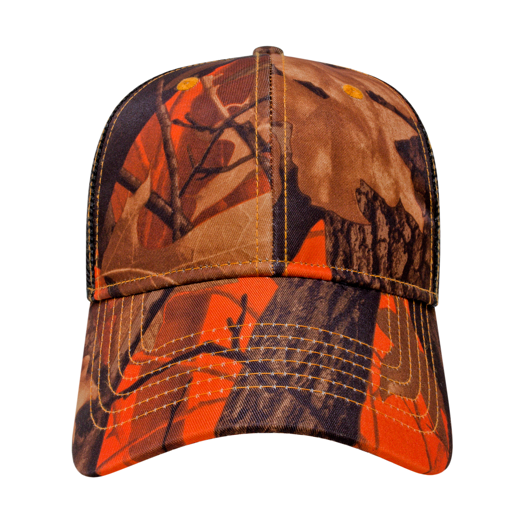 Cap America i2034 Orange Ridge Camo with Black Trucker Mesh Cap-3