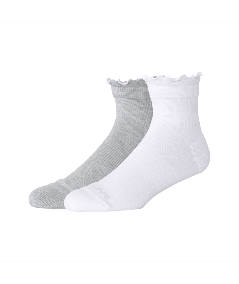 Active Ruffle Quarter Socks 2 Pack WHITE XL-2