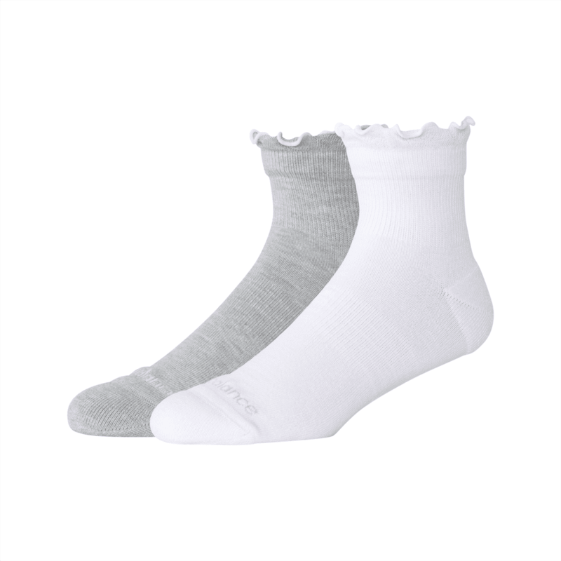 Active Ruffle Quarter Socks 2 Pack WHITE XL-2