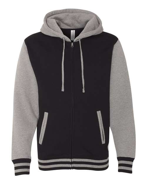 Independent Trading Co. Men's Heavyweight Varsity Full-Zip Hooded Sweatshirt-1