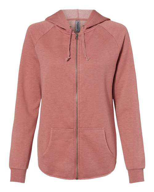 Independent Trading Co. Women's California Wave Wash Full-Zip Hooded Sweatshirt-1