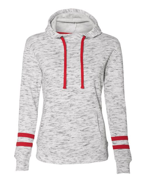J. America Women’s Mélange Fleece Striped-Sleeve Hooded Sweatshirt-1