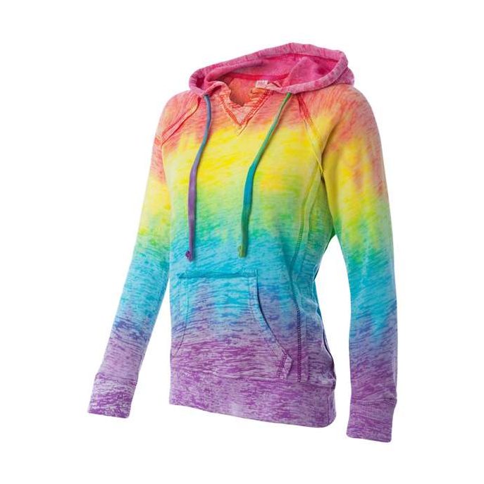 MV Sport Women’s Courtney Burnout V-Notch Hooded Sweatshirt-2