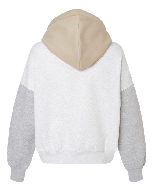 MV Sport Women's Sueded Fleece Colorblocked Crop Hooded Sweatshirt-2