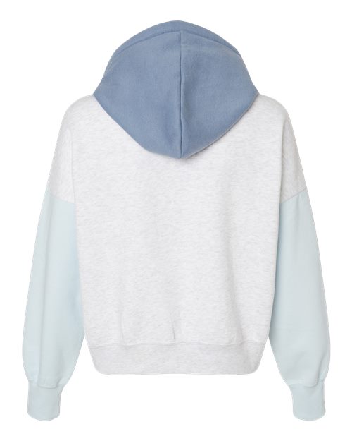 MV Sport Women's Sueded Fleece Colorblocked Crop Hooded Sweatshirt-2
