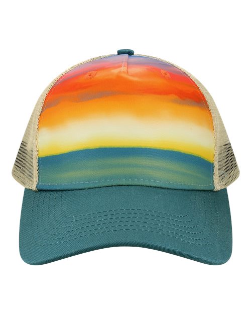 LOCALE Printed Five-Panel Trucker Cap-1