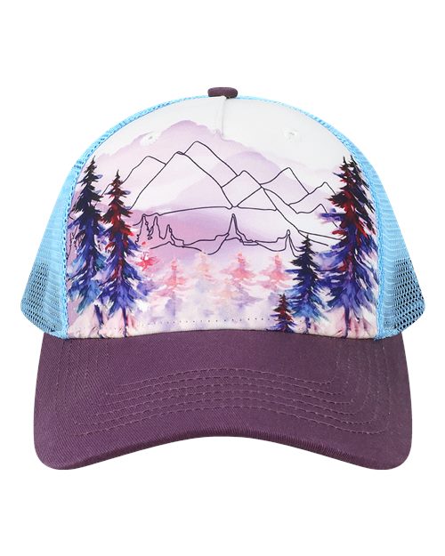 LOCALE Printed Five-Panel Trucker Cap-1